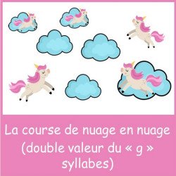 La course de nuage en nuage de Licorny la licorne - double valeur du "g" (syllabes)
